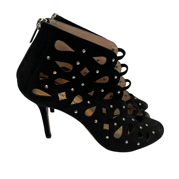 Jimmy Choo Shoes - Jimmy Choo Studded Black Suede Cutout Heels Size EU 38